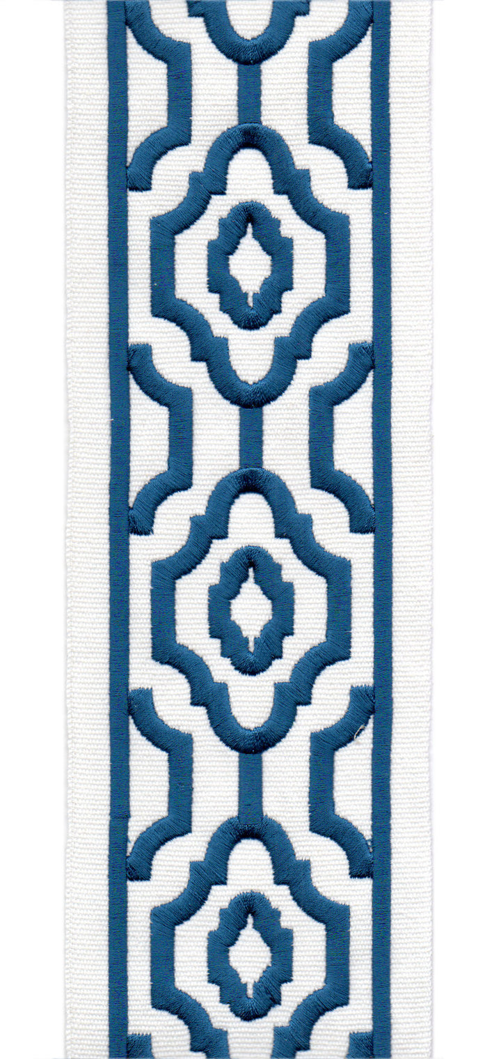 Geometric Embroidered Trim | 10cm Wide Cotton Canvas | Modern Moroccan Design for Curtains, Cushions & Crafts | By the Metre