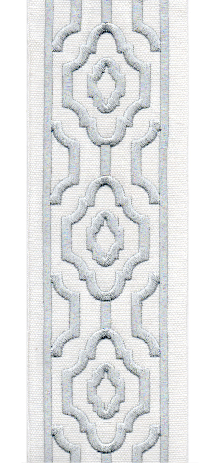Geometric Embroidered Trim | 10cm Wide Cotton Canvas | Modern Moroccan Design for Curtains, Cushions & Crafts | By the Metre