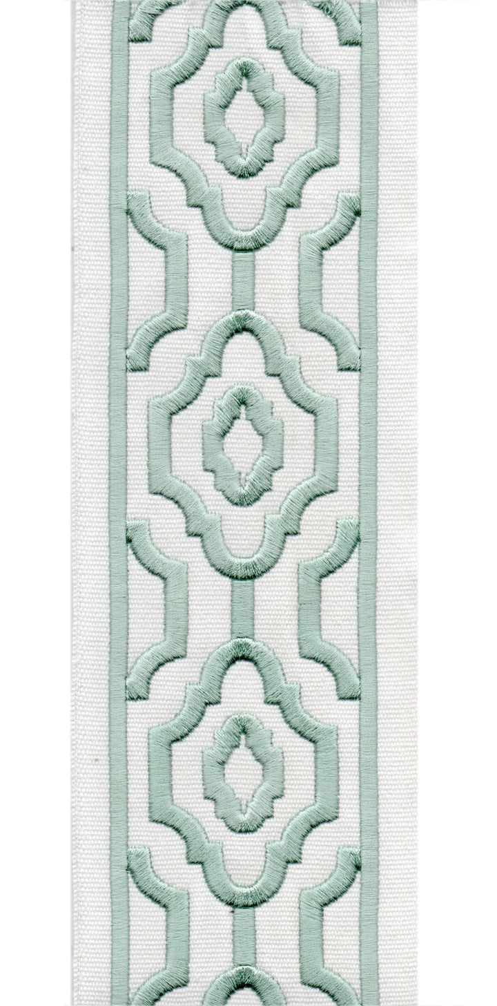 Geometric Embroidered Trim | 10cm Wide Cotton Canvas | Modern Moroccan Design for Curtains, Cushions & Crafts | By the Metre