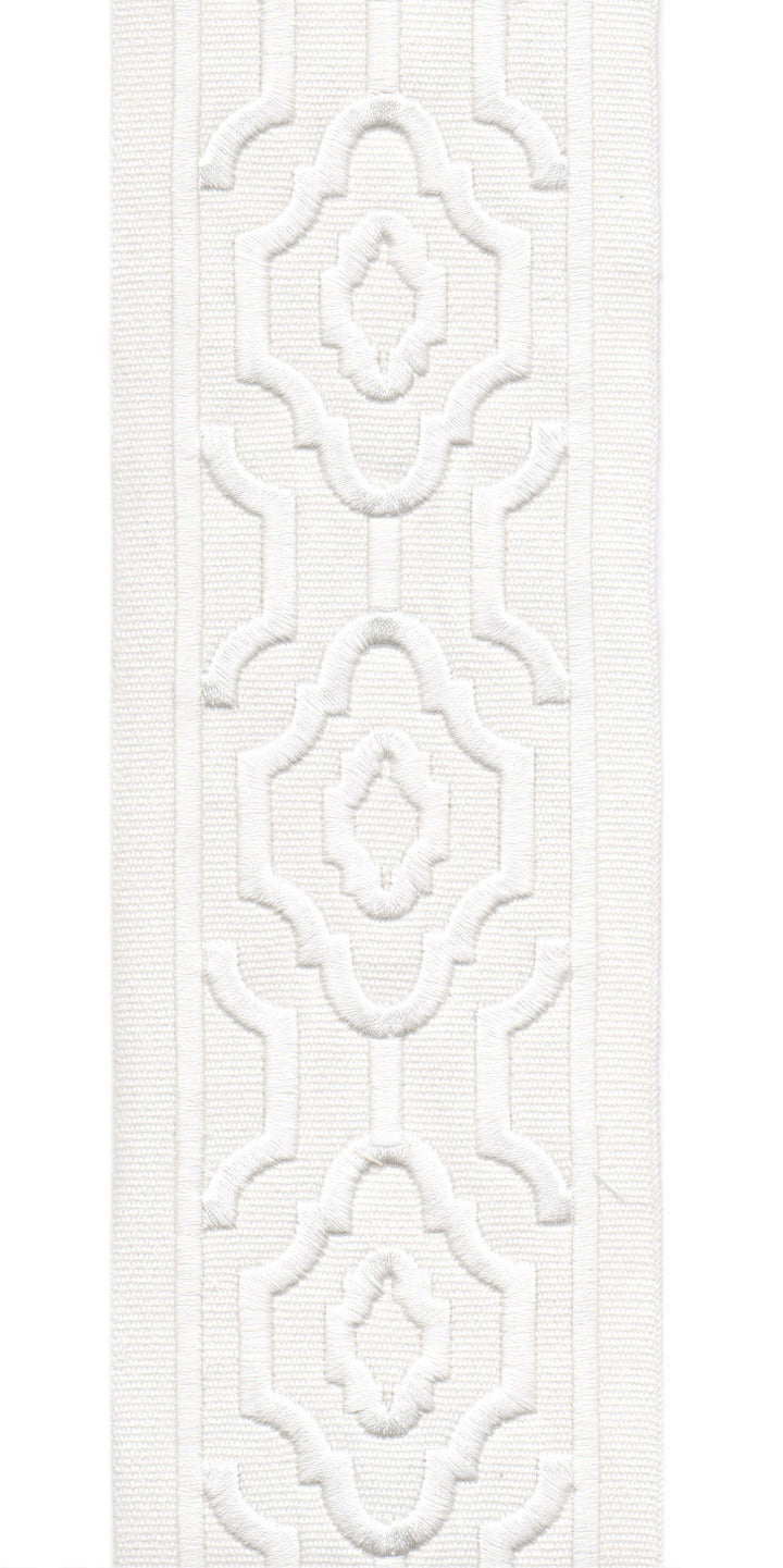 Geometric Embroidered Trim | 10cm Wide Cotton Canvas | Modern Moroccan Design for Curtains, Cushions & Crafts | By the Metre