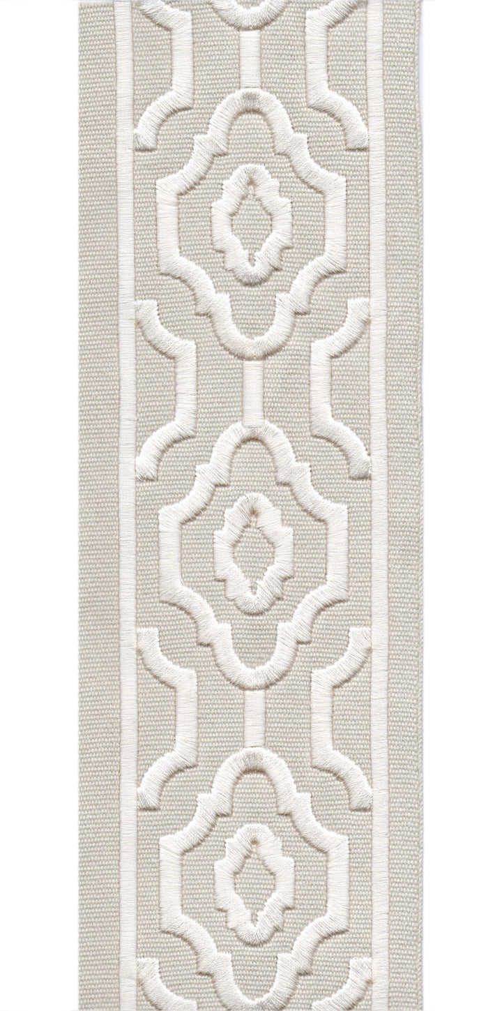 Geometric Embroidered Trim | 10cm Wide Cotton Canvas | Modern Moroccan Design for Curtains, Cushions & Crafts | By the Metre