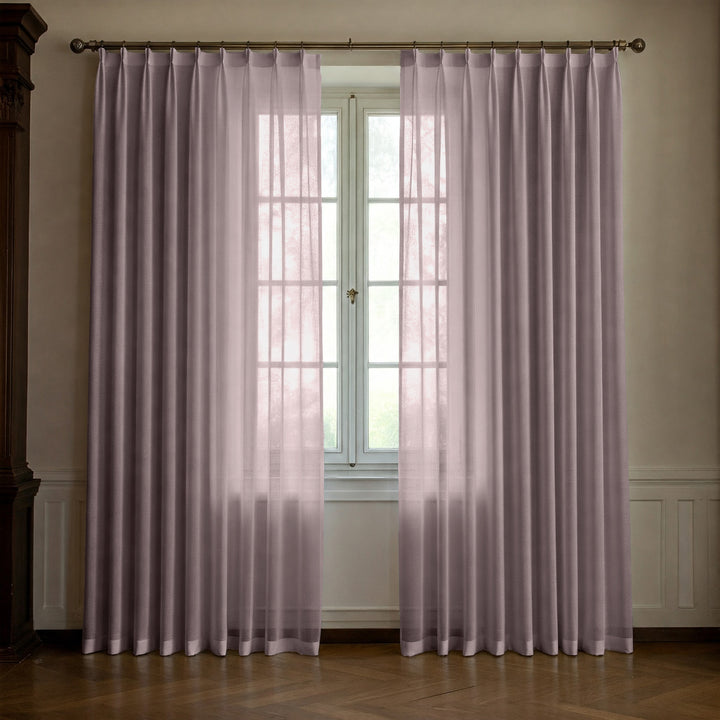 Light Pink Linen Sheer Curtains - Triple Pinch Pleat - Made to Measure