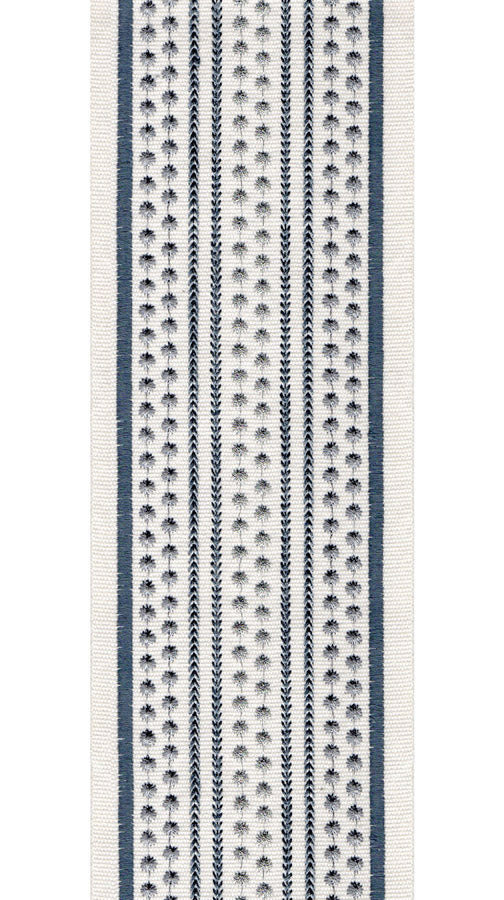 Embroidered Spot Stitch Trim | 10cm Wide Cotton Canvas | Decorative Trim for Curtains, Cushions & Crafts | By the Metre Ivory Silver