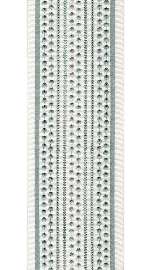 Embroidered Spot Stitch Trim | 10cm Wide Cotton Canvas | Decorative Trim for Curtains, Cushions & Crafts | By the Metre Ivory Spa