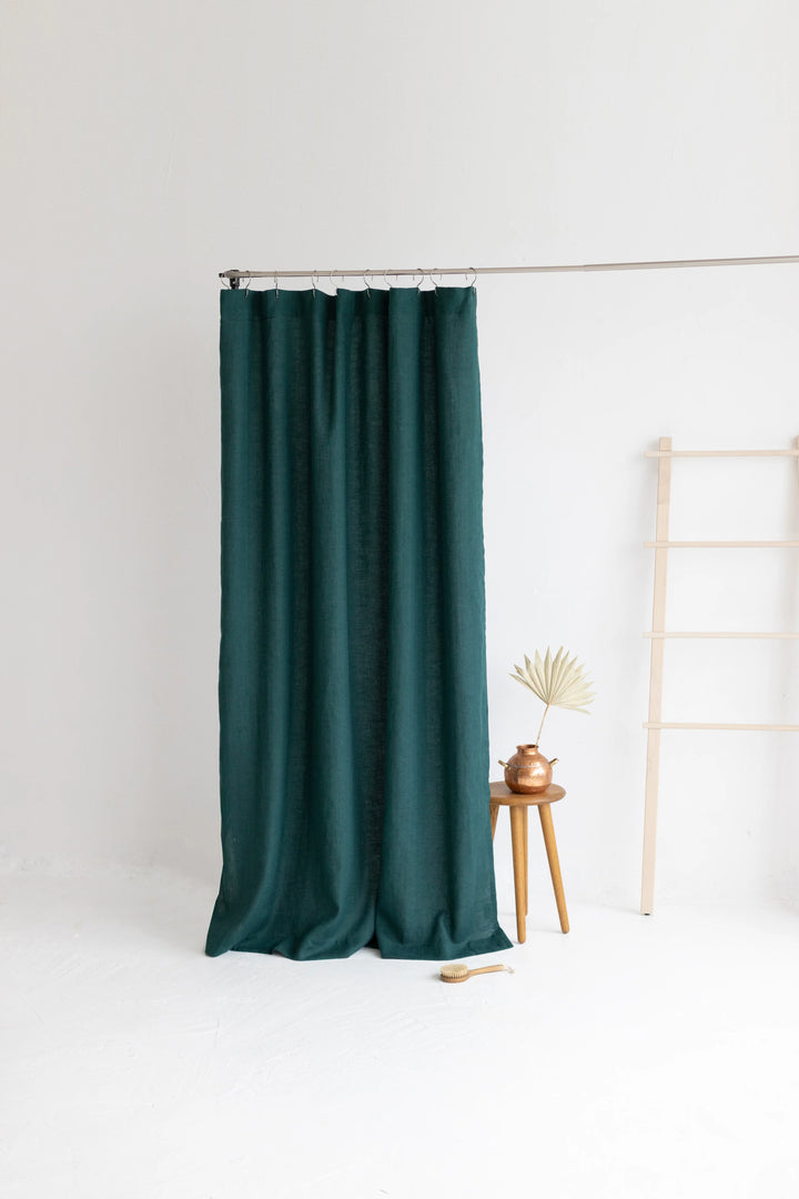 Atlantic Blue Linen Shower Curtain | Eco-Friendly, Mold-Resistant & Plastic-Free | UK Made