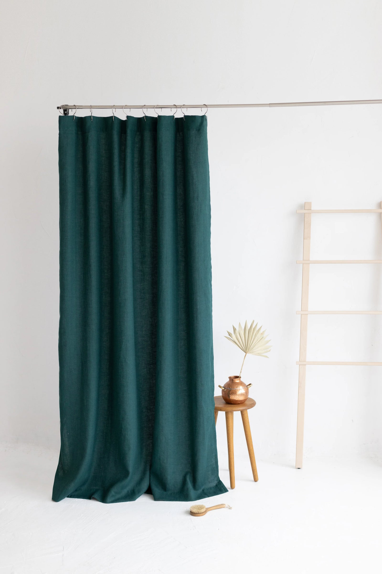Atlantic Blue Linen Shower Curtain | Eco-Friendly, Mold-Resistant & Plastic-Free | UK Made