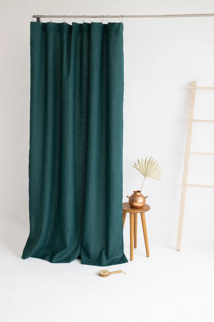 Atlantic Blue Linen Shower Curtain | Eco-Friendly, Mold-Resistant & Plastic-Free | UK Made