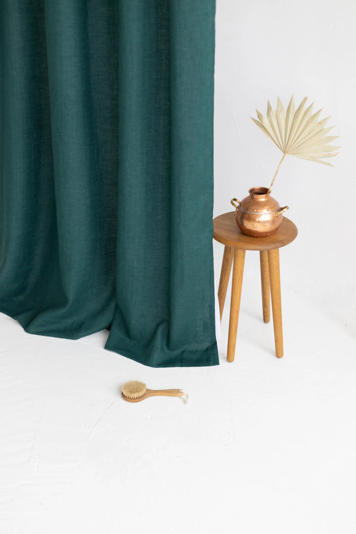 Atlantic Blue Linen Shower Curtain | Eco-Friendly, Mold-Resistant & Plastic-Free | UK Made