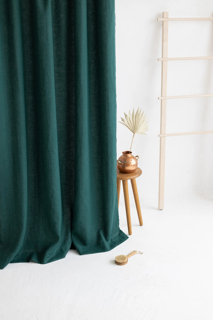 Atlantic Blue Linen Shower Curtain | Eco-Friendly, Mold-Resistant & Plastic-Free | UK Made