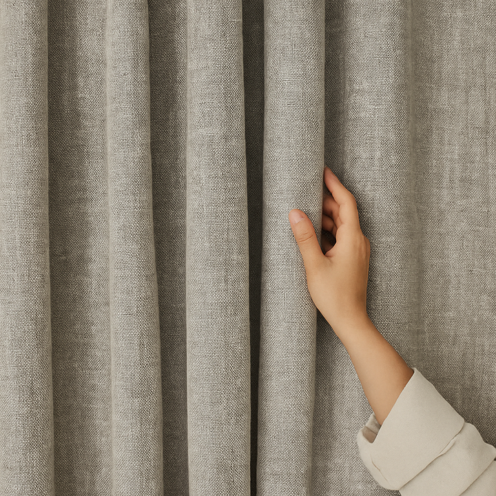 GOTS Certified Cotton Linen Curtains – 24 Colours – Light Filtering or 100% Blackout – Single or Pair - Custom Sizes