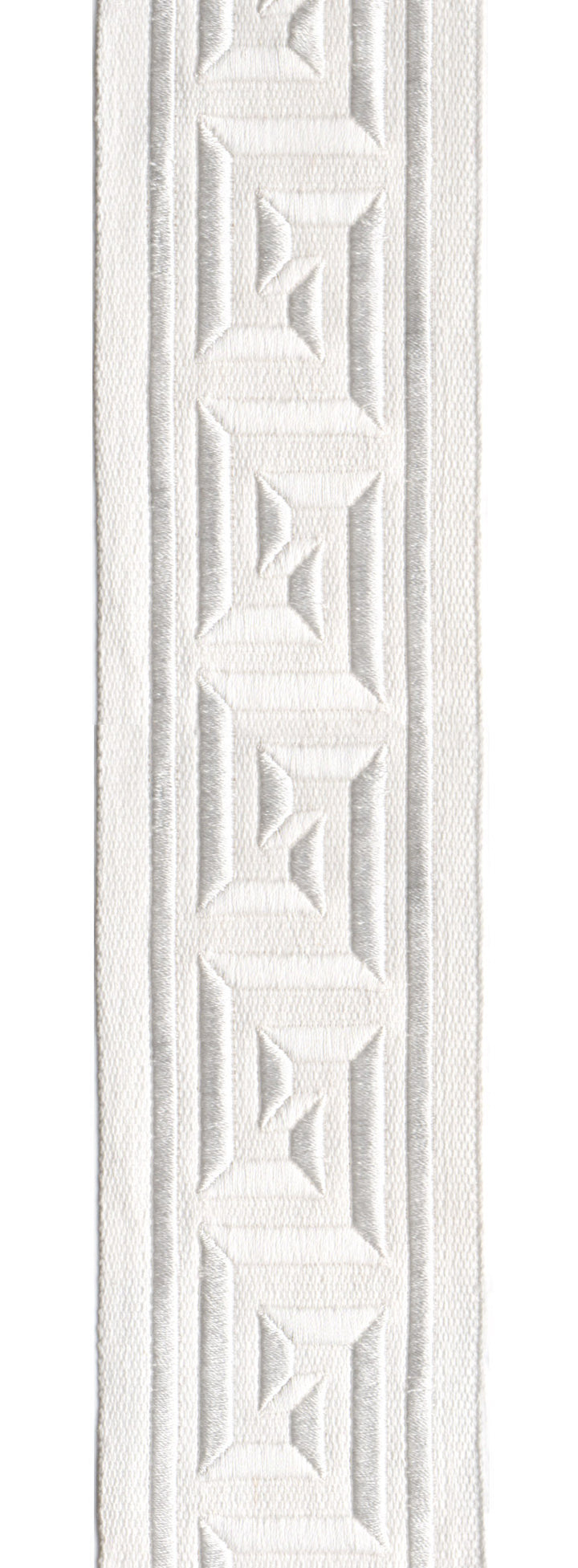 Greek Key Embroidered Trim | 6cm Wide Cotton Canvas | Classic Design for Curtains, Cushions & Crafts | By the Metre Ivory White