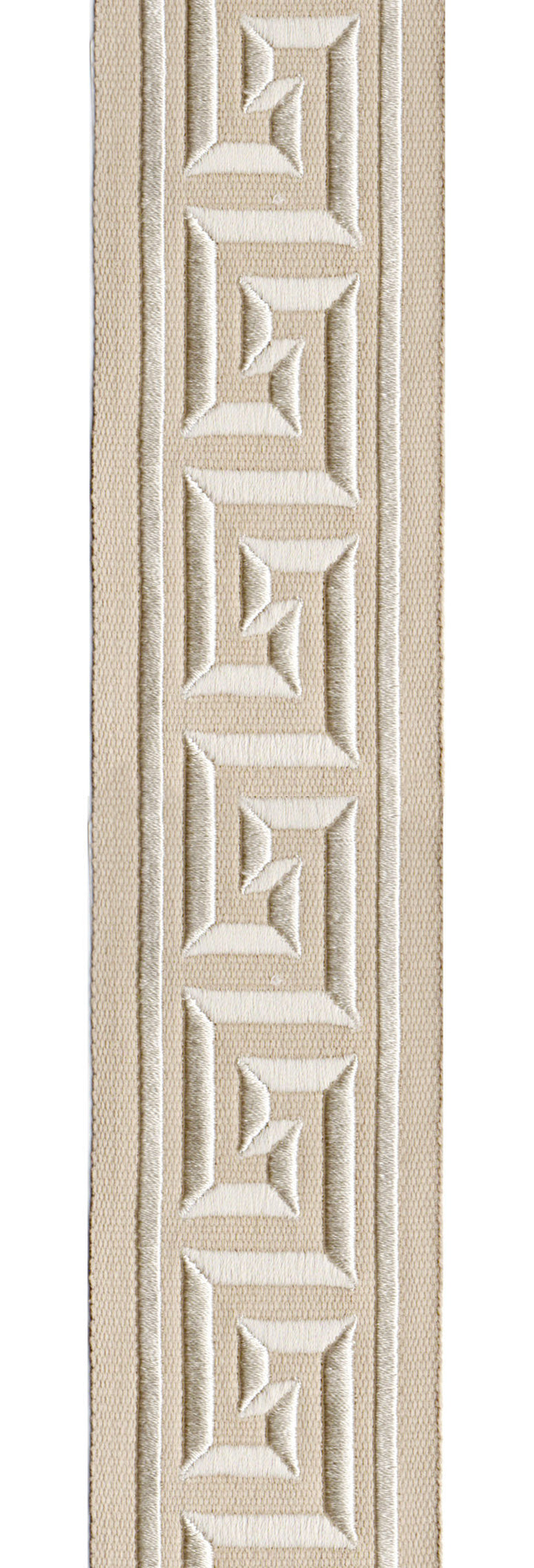 Greek Key Embroidered Trim | 6cm Wide Cotton Canvas | Classic Design for Curtains, Cushions & Crafts | By the Metre Seminatural Beige