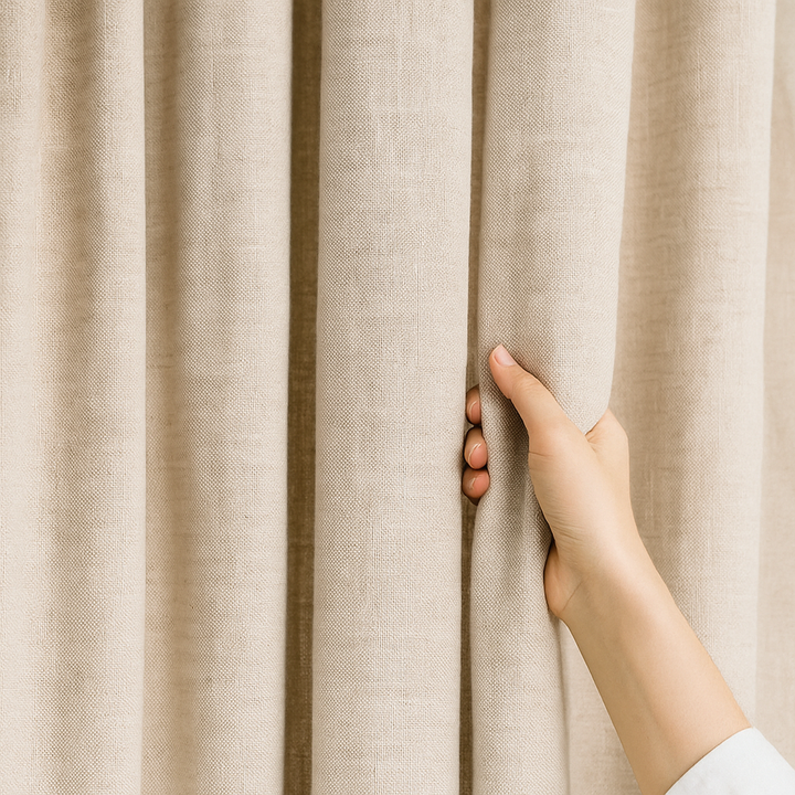 GOTS Certified Cotton Linen Curtains – 24 Colours – Light Filtering or 100% Blackout – Single or Pair - Custom Sizes