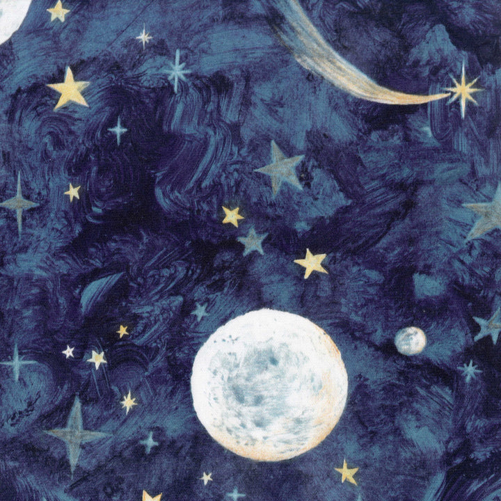Night-Sky Moon & Stars Pure Linen Roman Blind – Made-to-Measure Kids & Nursery | Light-Filter or Blackout