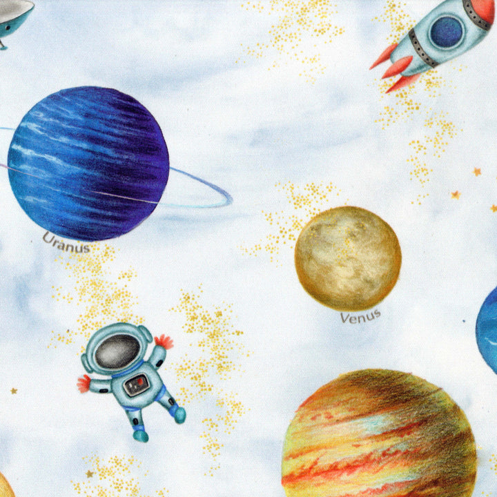 Solar System Adventure Pure Linen Roman Blind – Made-to-Measure Kids & Nursery | Light-Filter or Blackout