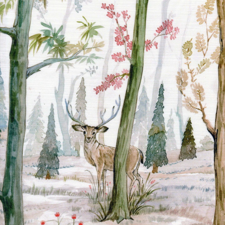 Woodland Deer Watercolour Linen Roman Blind – Made-to-Measure Kids & Nursery | Light-Filter or Blackout