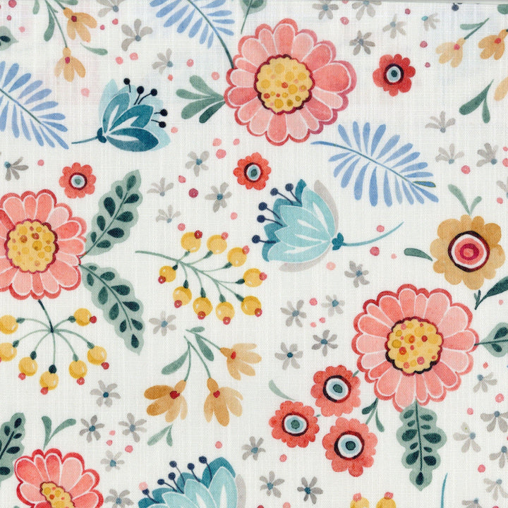 Floral Printed Pure Linen Roman Blind for Kids Room or Nursery – Custom Size – Light Filtering or 100% Blackout Lining