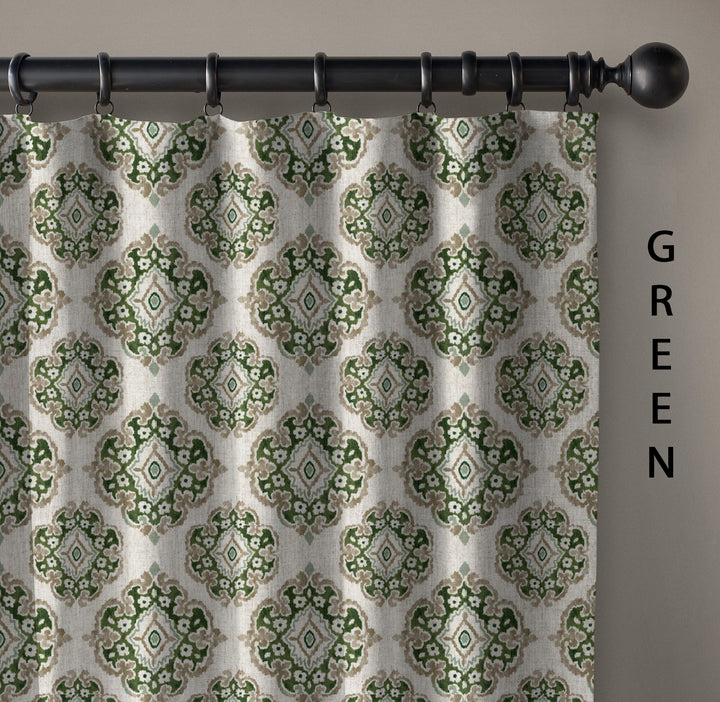 Casablanca Medallion Pure Linen Curtains | 7 Colours | Custom Size Available | Blackout or Cotton Lined