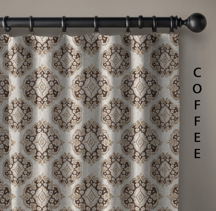 Casablanca Medallion Pure Linen Curtains | 7 Colours | Custom Size Available | Blackout or Cotton Lined