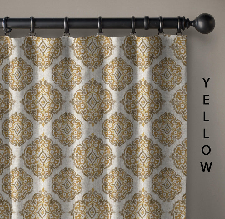 Casablanca Medallion Pure Linen Curtains | 7 Colours | Custom Size Available | Blackout or Cotton Lined