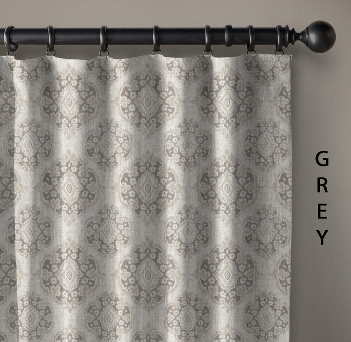 Casablanca Medallion Pure Linen Curtains | 7 Colours | Custom Size Available | Blackout or Cotton Lined