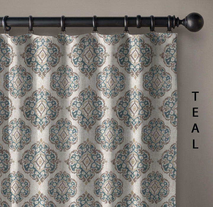 Casablanca Medallion Pure Linen Curtains | 7 Colours | Custom Size Available | Blackout or Cotton Lined