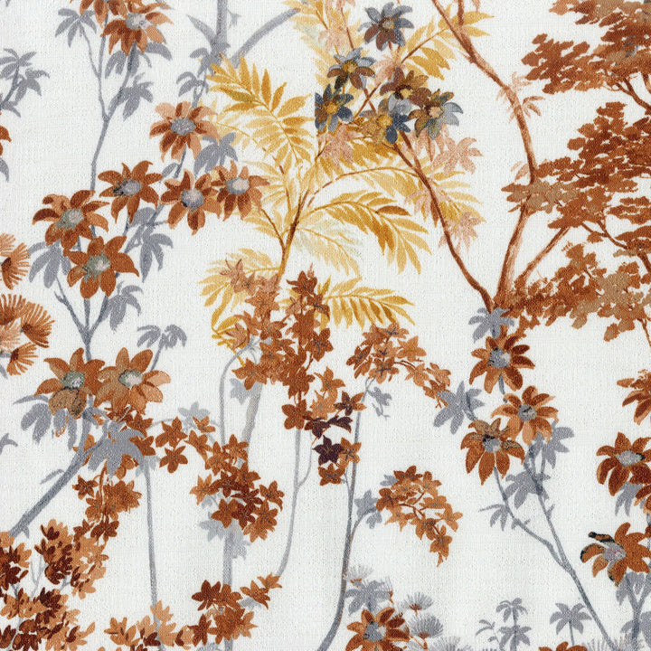 Elegant Hand Painted Floral Linen Cotton Curtains - UK Made to Measure Pinch Pleated Window Drapes