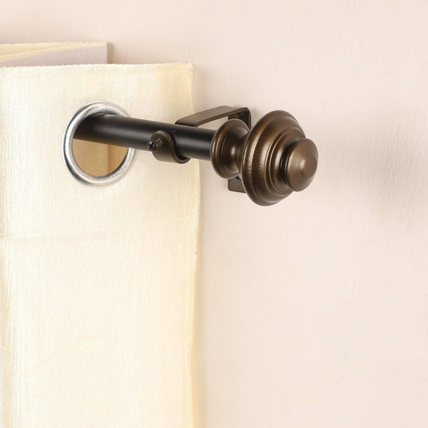 Black Extendable Curtain Pole | Brass Finials | 61-366cm