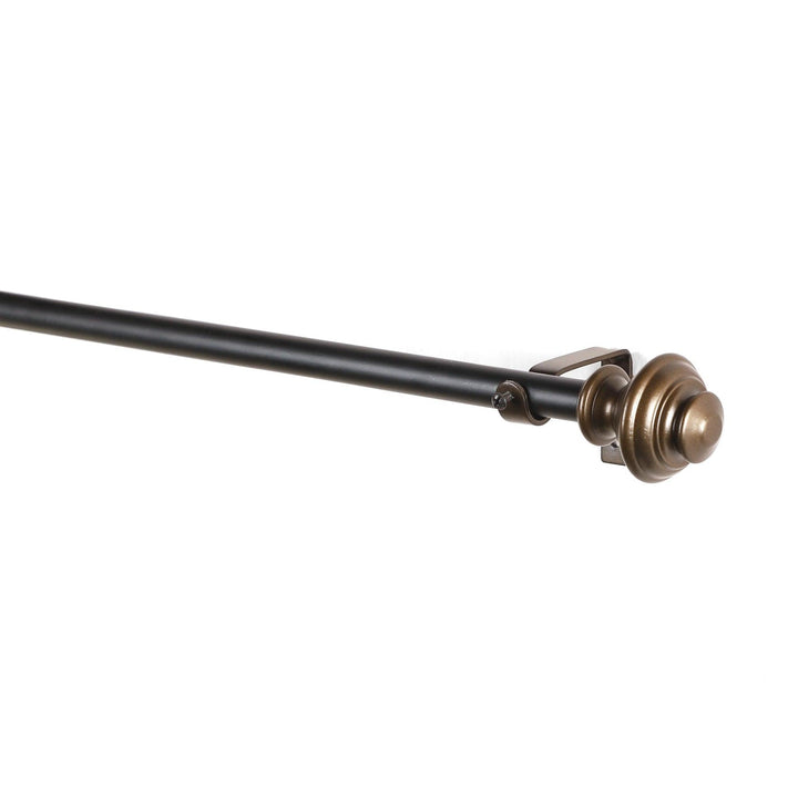 Black Extendable Curtain Pole | Brass Finials | 61-366cm