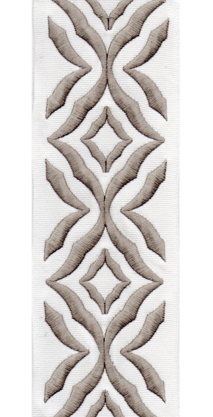 Embroidered Leaf Trim | 10cm Wide Cotton Canvas | Elegant Design for Curtains, Cushions & Crafts | By the Metre