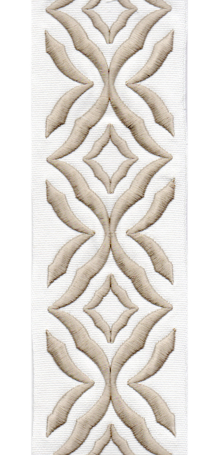 Embroidered Leaf Trim | 10cm Wide Cotton Canvas | Elegant Design for Curtains, Cushions & Crafts | By the Metre