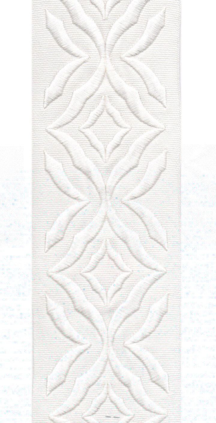 Embroidered Leaf Trim | 10cm Wide Cotton Canvas | Elegant Design for Curtains, Cushions & Crafts | By the Metre