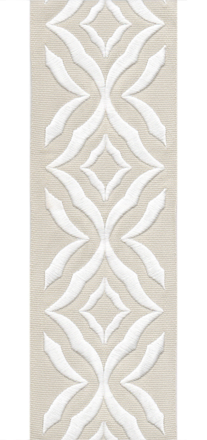 Embroidered Leaf Trim | 10cm Wide Cotton Canvas | Elegant Design for Curtains, Cushions & Crafts | By the Metre