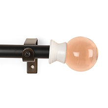 Black Extendable Curtain Pole | Coral Glass Finials | 61-366cm