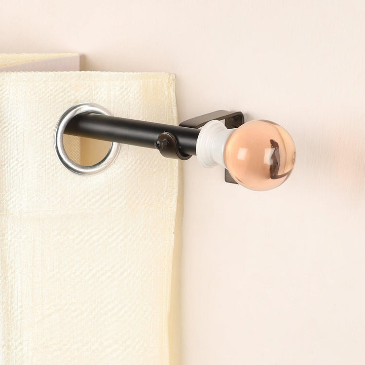Black Extendable Curtain Pole | Coral Glass Finials | 61-366cm
