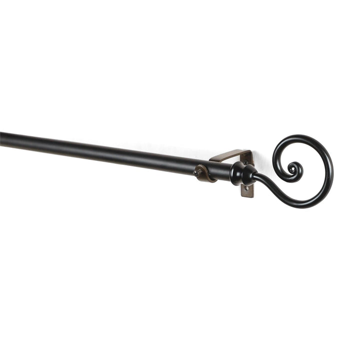 Black Extendable Curtain Pole | Curled Metal Finials | 61-366cm