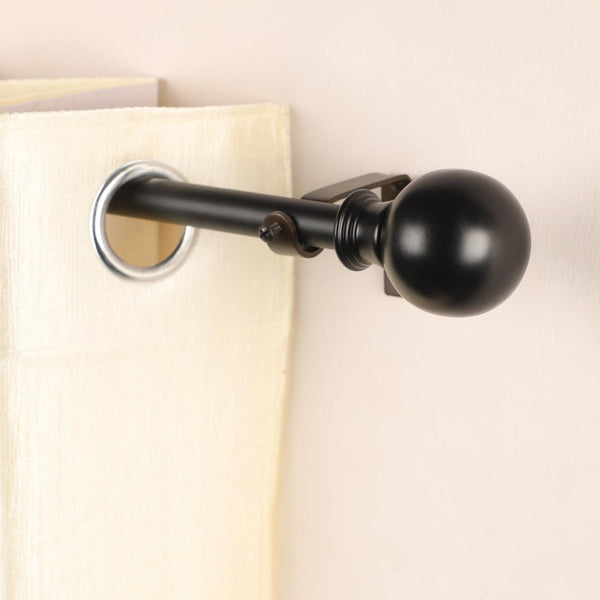 Black Extendable Curtain Pole | Ball Finials | 61-366cm