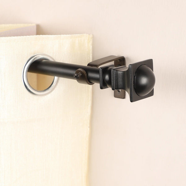 Black Extendable Telescopic Curtain Pole | Rod With Minimalist Design | 61-366cm