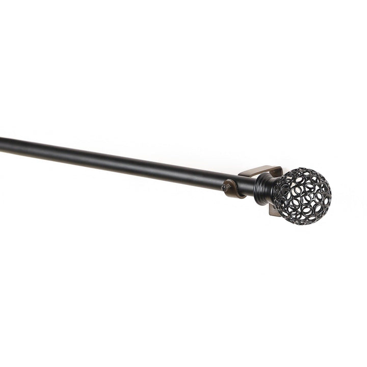 Black Extendable Curtain Pole | 25mm | Cage Finials | 61-366cm