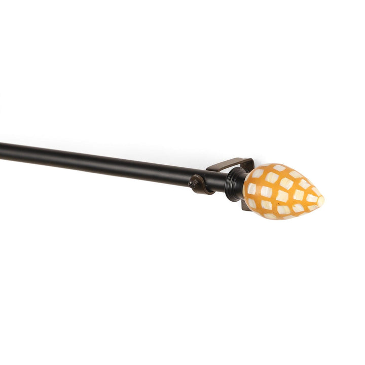 Black Extendable Curtain Pole | Marbled Teardrop Finials | 61-366cm