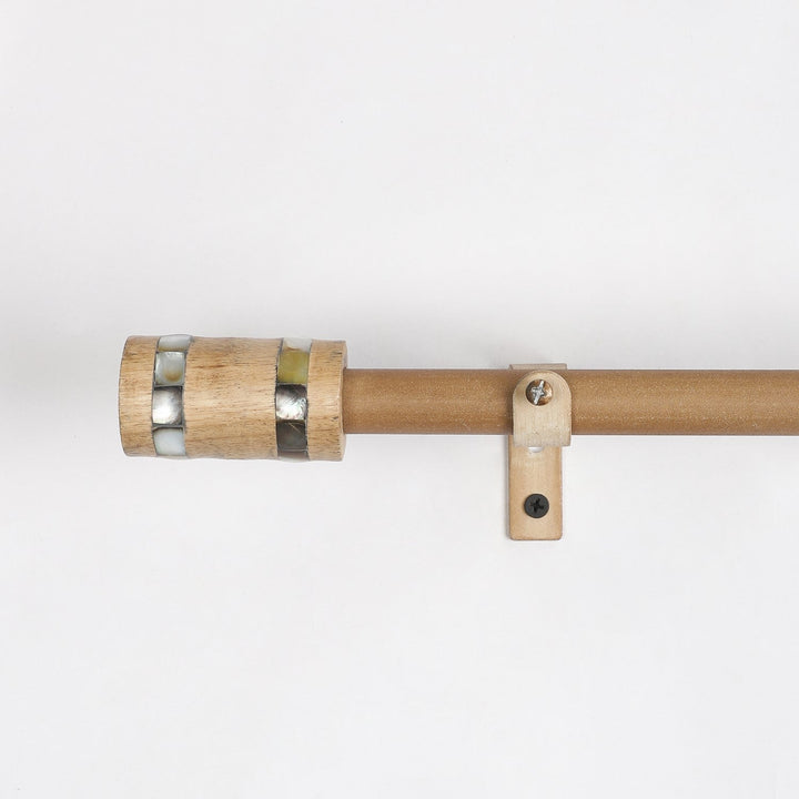 Brown Extendable Curtain Pole | 19mm | Wooden Finials | 61-366cm