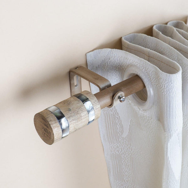 Brown Extendable Curtain Pole | 19mm | Wooden Finials | 61-366cm