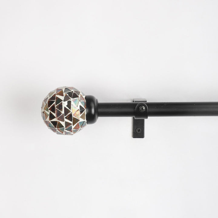 Black Extendable Curtain Pole | Mosaic Glass Finials | 61-366cm
