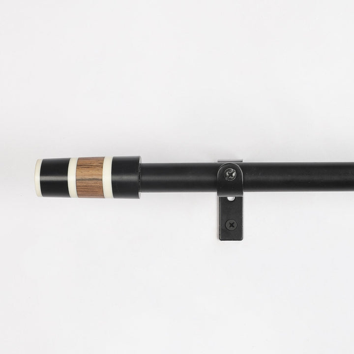 Black Extendable Curtain Pole | 19mm | Wood & Metal Finials | 61-366cm