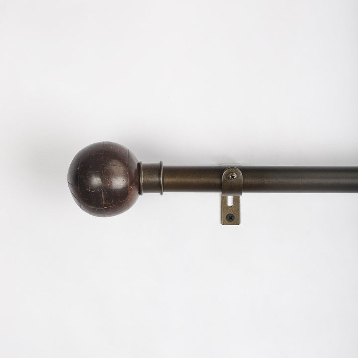 Black Extendable Curtain Pole | 19mm | Coconut Shell Finials | 61-366cm