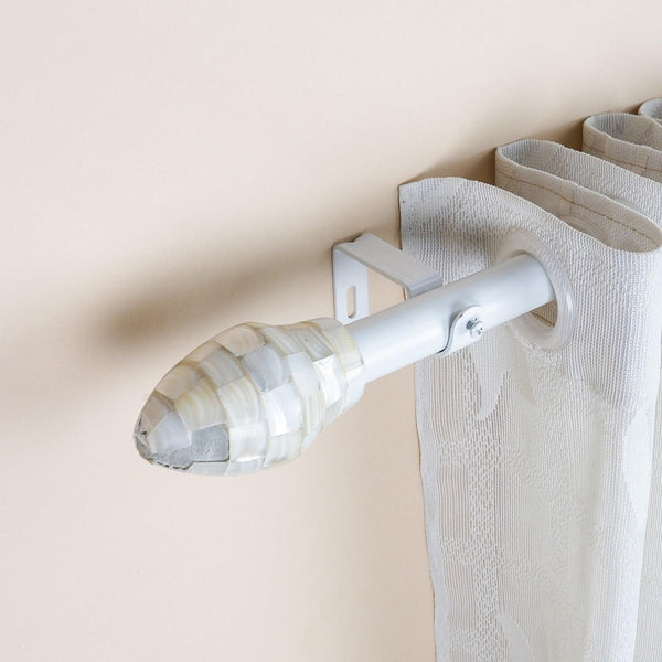 White Extendable Curtain Pole | 19mm | Iridescent Finials | 61-366cm