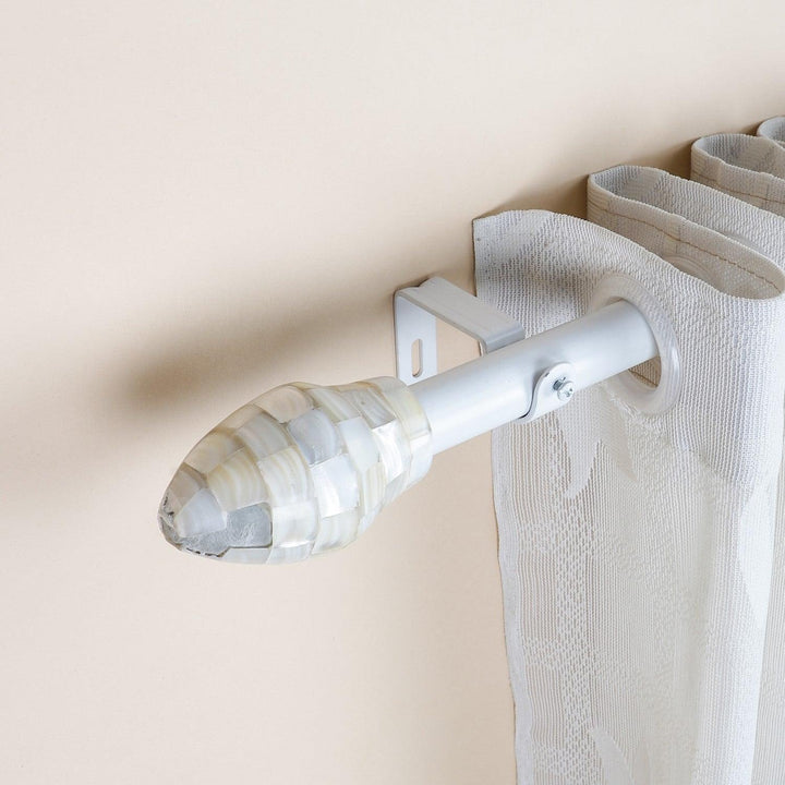 White Extendable Curtain Pole | 19mm | Iridescent Finials | 61-366cm