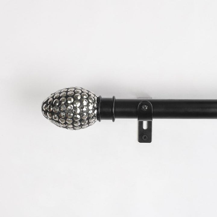 Black Extendable Curtain Pole | 19mm | Studded Finials | 61-366cm