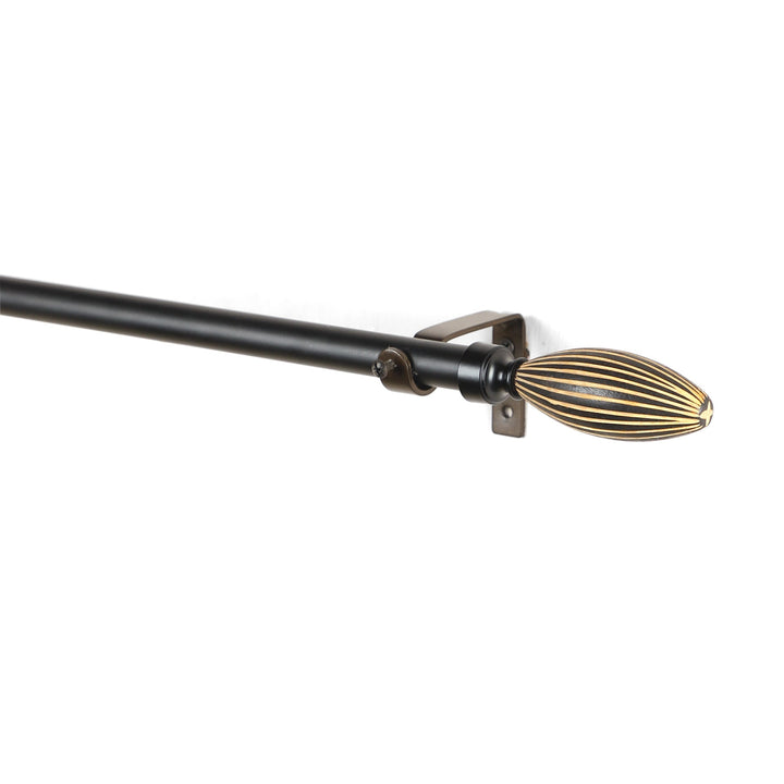 Black Extendable Curtain Pole | 19mm | Pineapple Finials | 61-366cm
