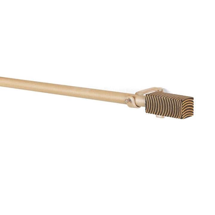 Extendable Curtain Rod Beige with Wooden Finials | 24-144 Inch | Adjustable Pole Set with Brackets, Screws & Plugs | Strong 25kg Capacity